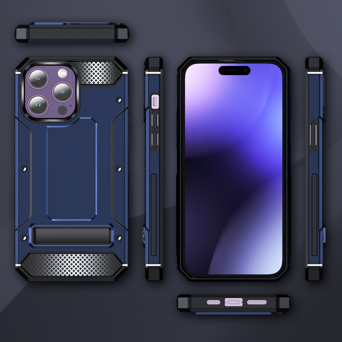 Nova-Drop Metal Bracket Military Drop-resistant Protective Cover for Iphone 11-14